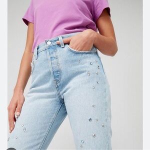 Levi’s 501 original fit embellished studded jeans